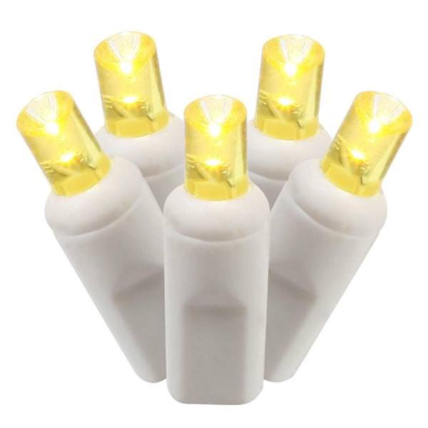 50 Light 25' White Wire Yellow Wide Angle LED String with 6" Spacing