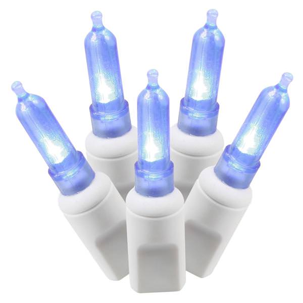 50 Light 25' White Wire Blue Italian LED Miniature String with 6" Spacing