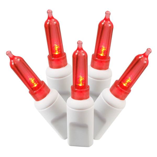 50 Light 25' White Wire Red Italian LED Miniature String with 6" Spacing