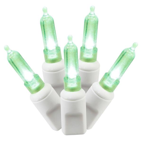 50 Light 25' White Wire Green Italian LED Miniature String with 6" Spacing