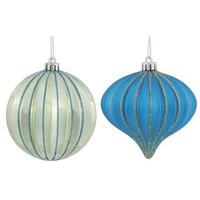 Vickerman 4" Peacock Matte Glitter Onion Ball Ornament (9 pack)