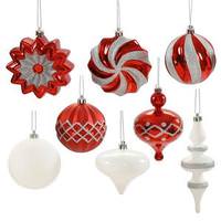 Vickerman 3" - 6" Red / White Assorted Ornament Set (18 pack)