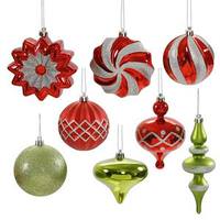 Vickerman 3" - 6" Red / Lime Assorted Ornament Set (18 pack)