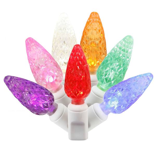 50 Light 25' White Wire Multi-Color C6 LED String with 6" Spacing