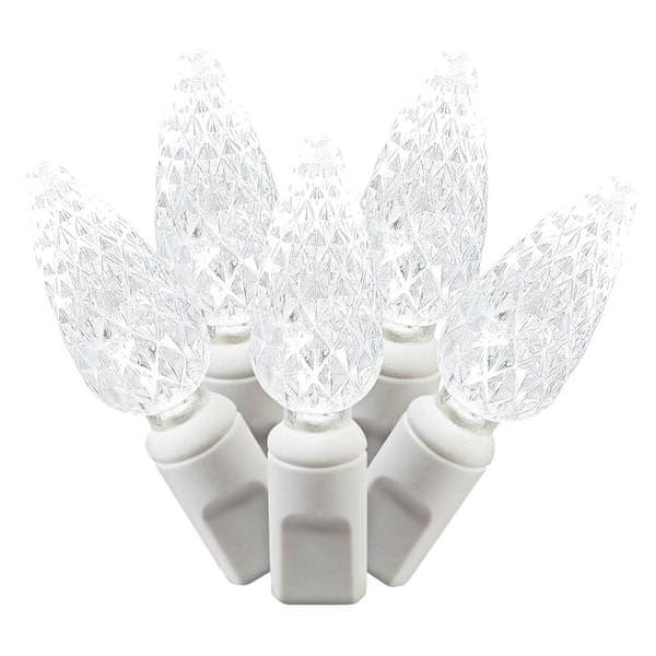 50 Light 25' White Wire Pure White C6 LED String with 6" Spacing