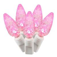 View 50 Light 25' White Wire Pink C6 LED String with 6" Spacing
