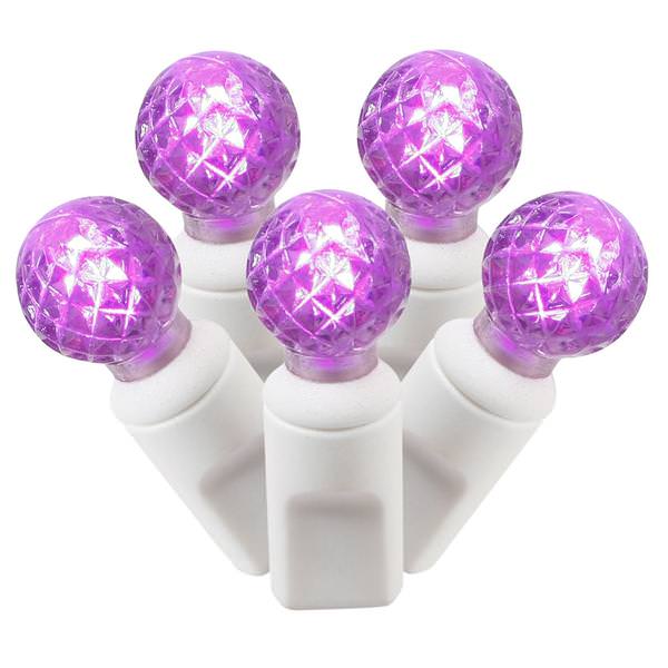 50 Light 25' White Wire Purple G12 Berry LED Miniature String with 6" Spacing