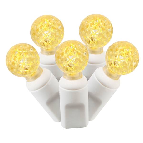50 Light 25' White Wire Yellow G12 Berry LED String with 6" Spacing