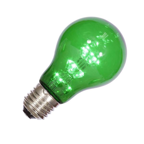 1 watt 120 volt A19 Dimmable Medium Screw Green LED
