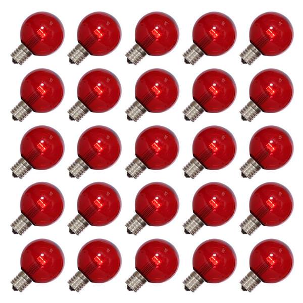 .9 watt G50 Transparent Red LED Intermediate Screw Base (25 pack)