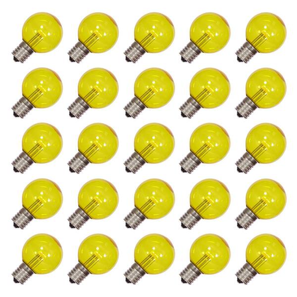 .9 watt G50 Transparent Yellow LED Intermediate Screw Base (25 pack)