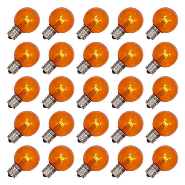 .9 watt G50 Transparent Amber LED Intermediate Screw Base (25 pack)