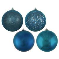 View 3" Sea Blue 4 Assorted Finish Ball Ornament (16 pack)