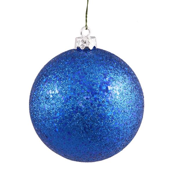 4" Blue Sequin Ball Ornament (6 pack)