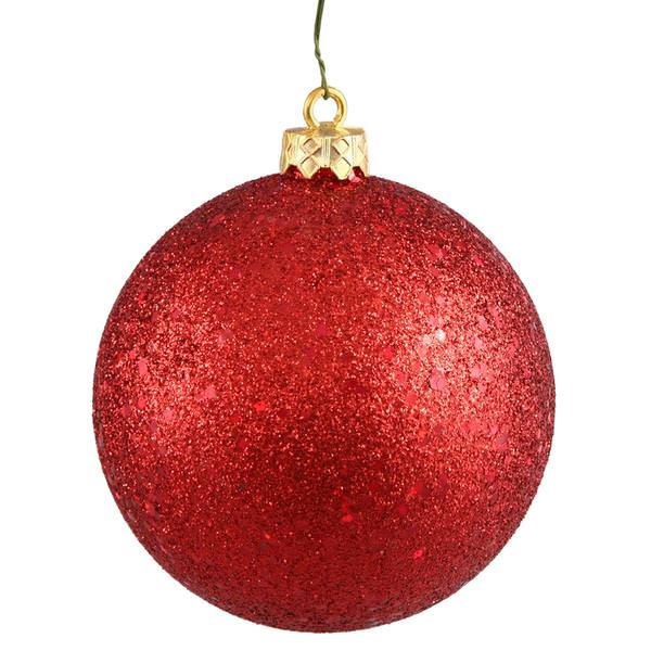 4" Red Sequin Ball Ornament (6 pack)