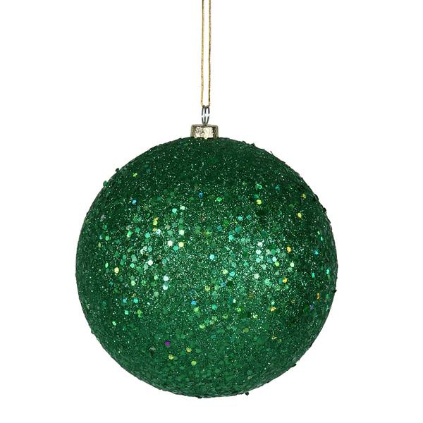 4" Green Sequin Ball Ornament (6 pack)