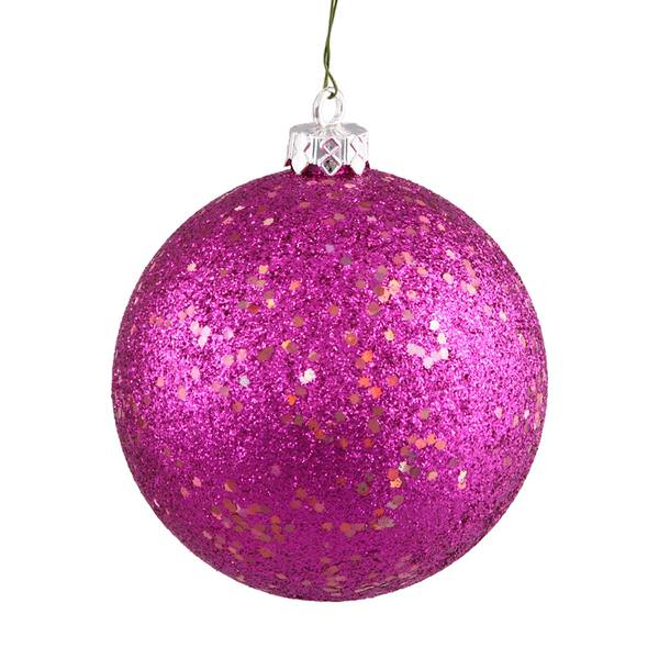 4" Magenta Sequin Ball Ornament (6 pack)