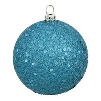 View 4" Turquoise Sequin Ball Ornament (6 pack)