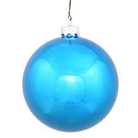 Vickerman 4" Turquoise Shiny Ball Ornament (6 pack)
