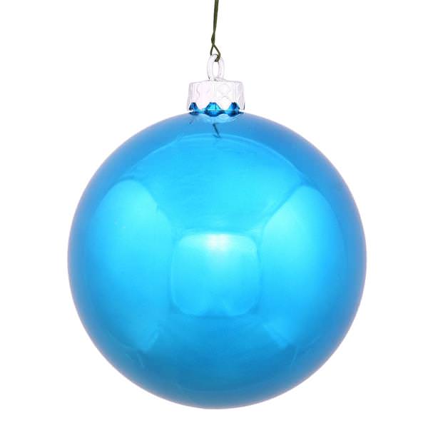 4.75" Turquoise Shiny Ball Ornament (4 pack)