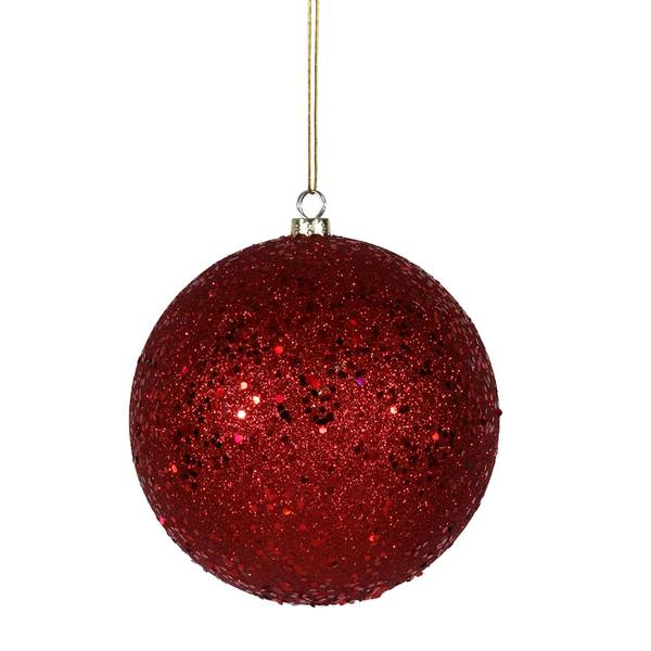 6" Red Sequin Ball Ornament (4 pack)