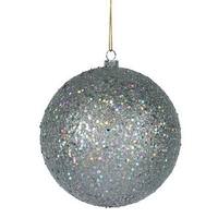 View 6" Silver Sequin Ball Ornament (4 pack)
