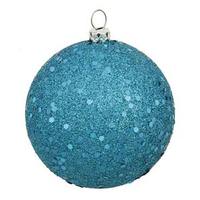 View 6" Turquoise Sequin Ball Ornament (4 pack)