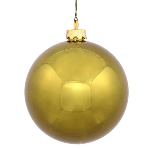 6" Olive Shiny Ball Ornament (4 pack)