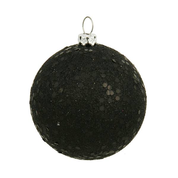 6" Black Sequin Ball Ornament (4 pack)