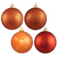 View 6" Burnished Orange Shiny Matte Glitter Sequin Ball Ornament (4 pack)