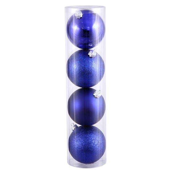 6" Cobalt Blue Ball Ornaments (4 pack)