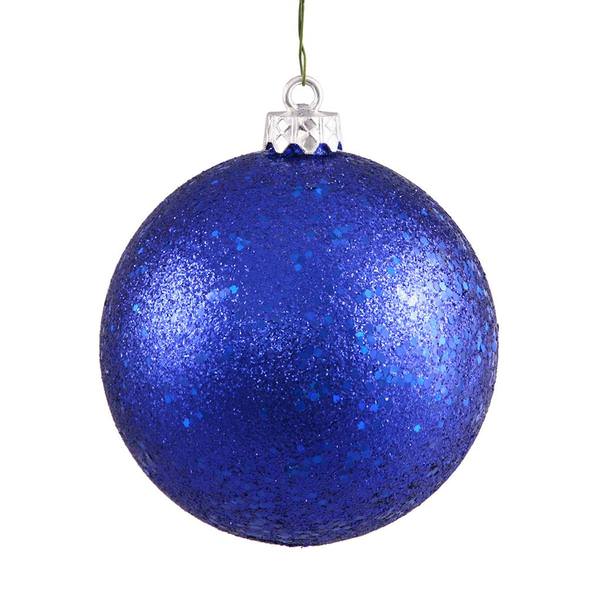 6" Cobalt Blue Sequin Ball Ornament (4 pack)