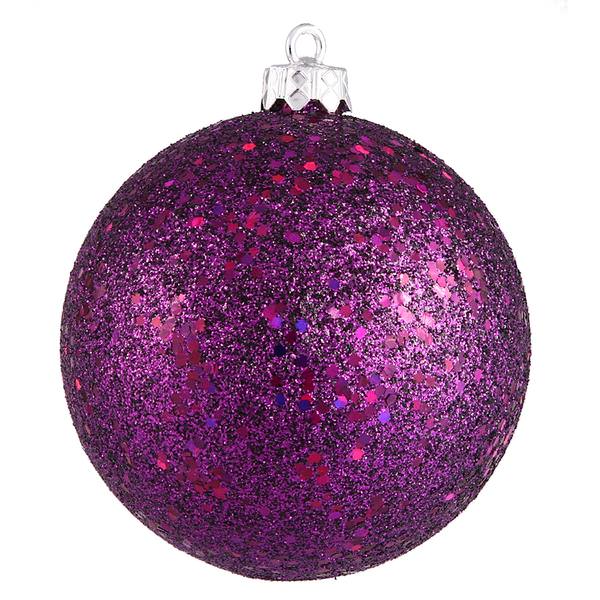 6" Plum Sequin Ball Ornament (4 pack)