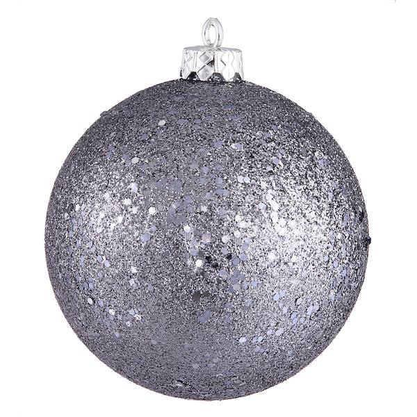 6" Pewter Sequin Ball Ornament (4 pack)