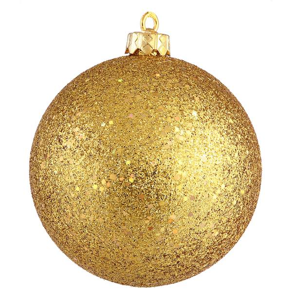 6" Antique Gold Sequin Ball Ornament (4 pack)