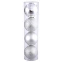 Vickerman 8" Silver Shiny Matte Glitter Sequin Ball Ornament (4 pack)
