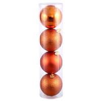 Vickerman 8" Burnished Orange Shiny Matte Glitter Sequin Ball Ornament (4 pack)