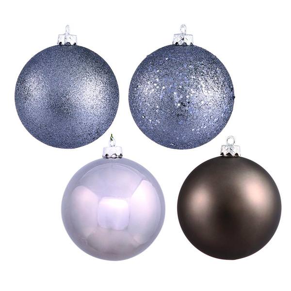 8" Pewter 4 Assorted Finish Ball Ornaments (set of 4)