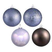 Vickerman 8" Pewter 4 Assorted Finish Ball Ornaments (set of 4)
