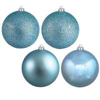 View 8" Baby Blue Shiny Matte Glitter Sequin Ball Ornament (4 pack)