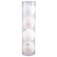 Vickerman 10" White Shiny Matte Glitter Sequin Ball Ornament (4 pack)