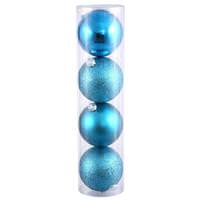 View 10" Turquoise Shiny Matte Glitter Sequin Ball Ornament (4 pack)