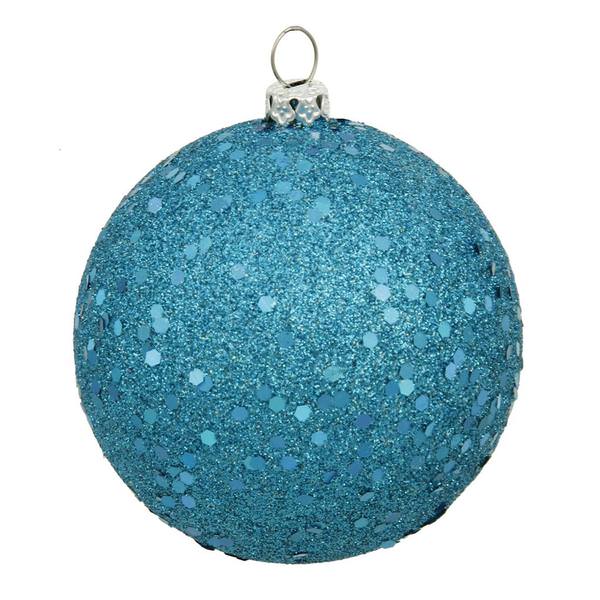 10" Turquoise Sequin Glitter Ball Ornament