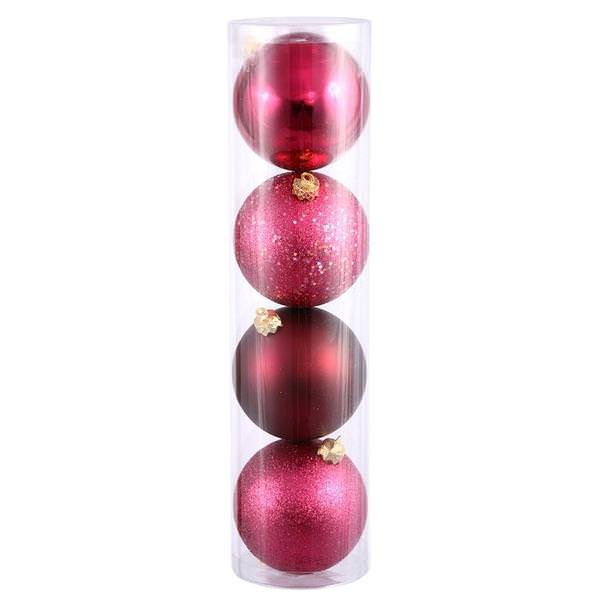 10" Wine 4 Finish Matte / Shiny / Sequin / Glitter Ball Ornament (set of 4)