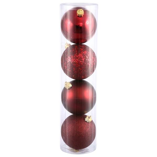 12" Burgundy Shiny Matte Glitter Sequin Ball Ornament (4 pack)