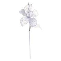Vickerman 23" White Velvet Magnolia 6" Flower Pick