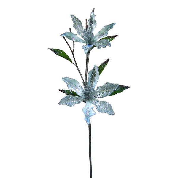 23" Silver Velvet Magnolia 6" Flower Pick
