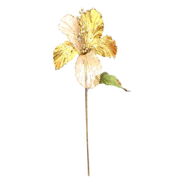 23" Gold Velvet Magnolia 6" Flower Pick