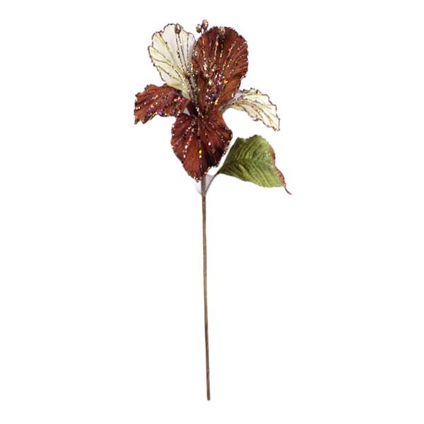 23" Copper Velvet Magnolia 6" Flower Pick