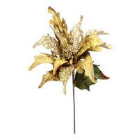 Vickerman 31" Gold Velvet Poinsettia 14" Flower